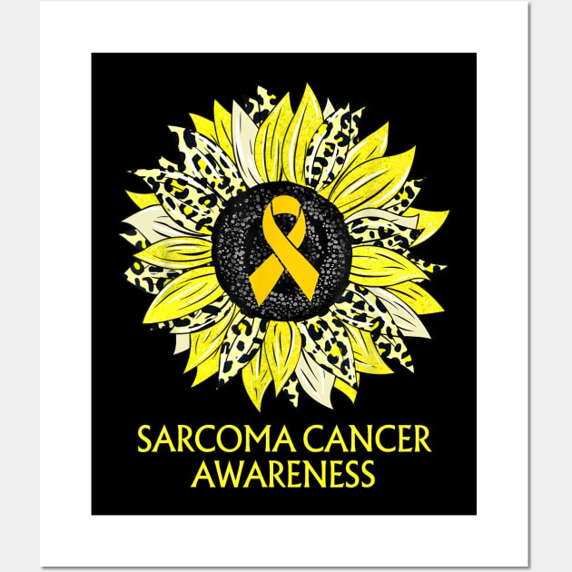 Leopard Sunflower Sarcoma Cancer Awareness Yellow Ribbon Wall Art by JazlynShyann